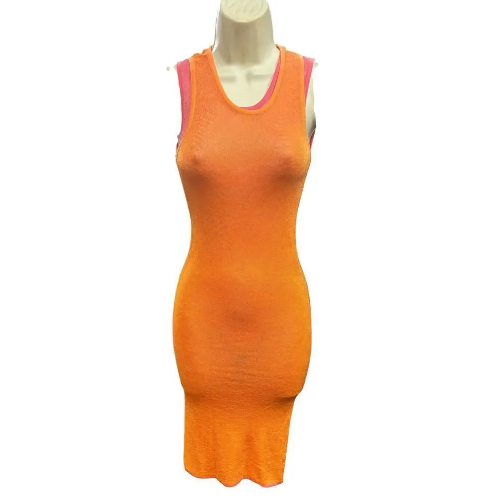 LE SUPERBE AIRY DRESS in Orange/Strawberry NWT Size XS